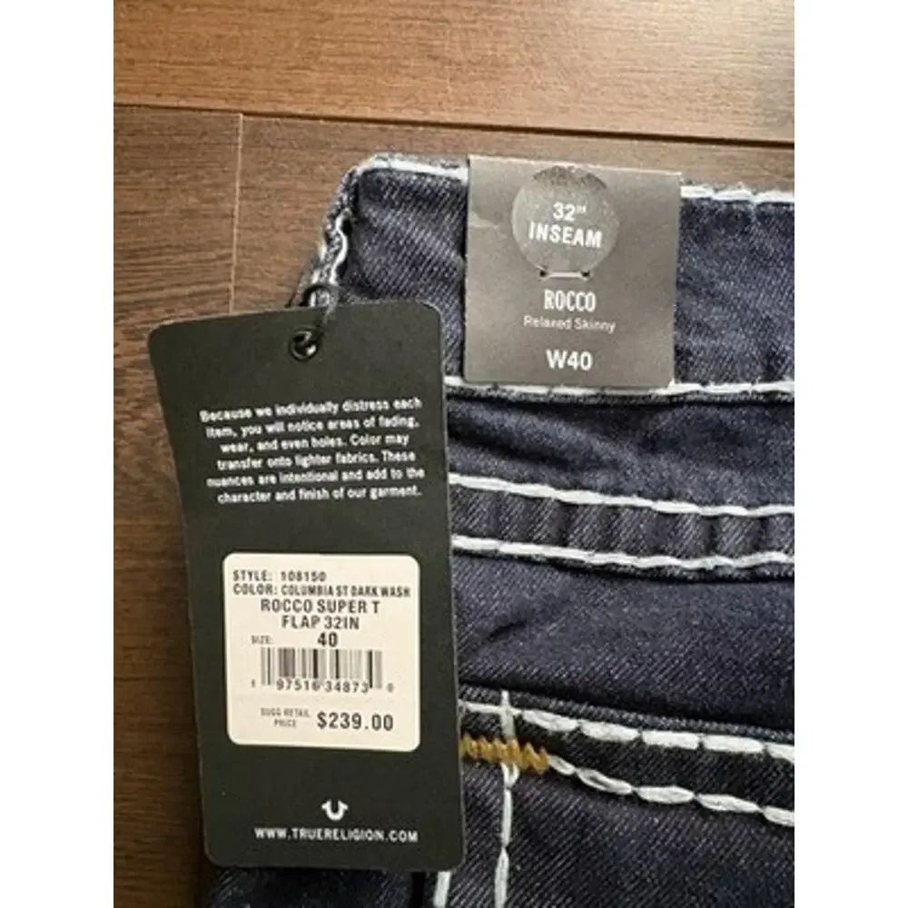 NWT True Religion Rocco Super T 40 Columbia St Dark Wash